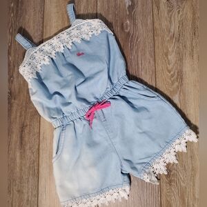 DKNY toddler girls denim color faded shorts jumpsuit Size 2T